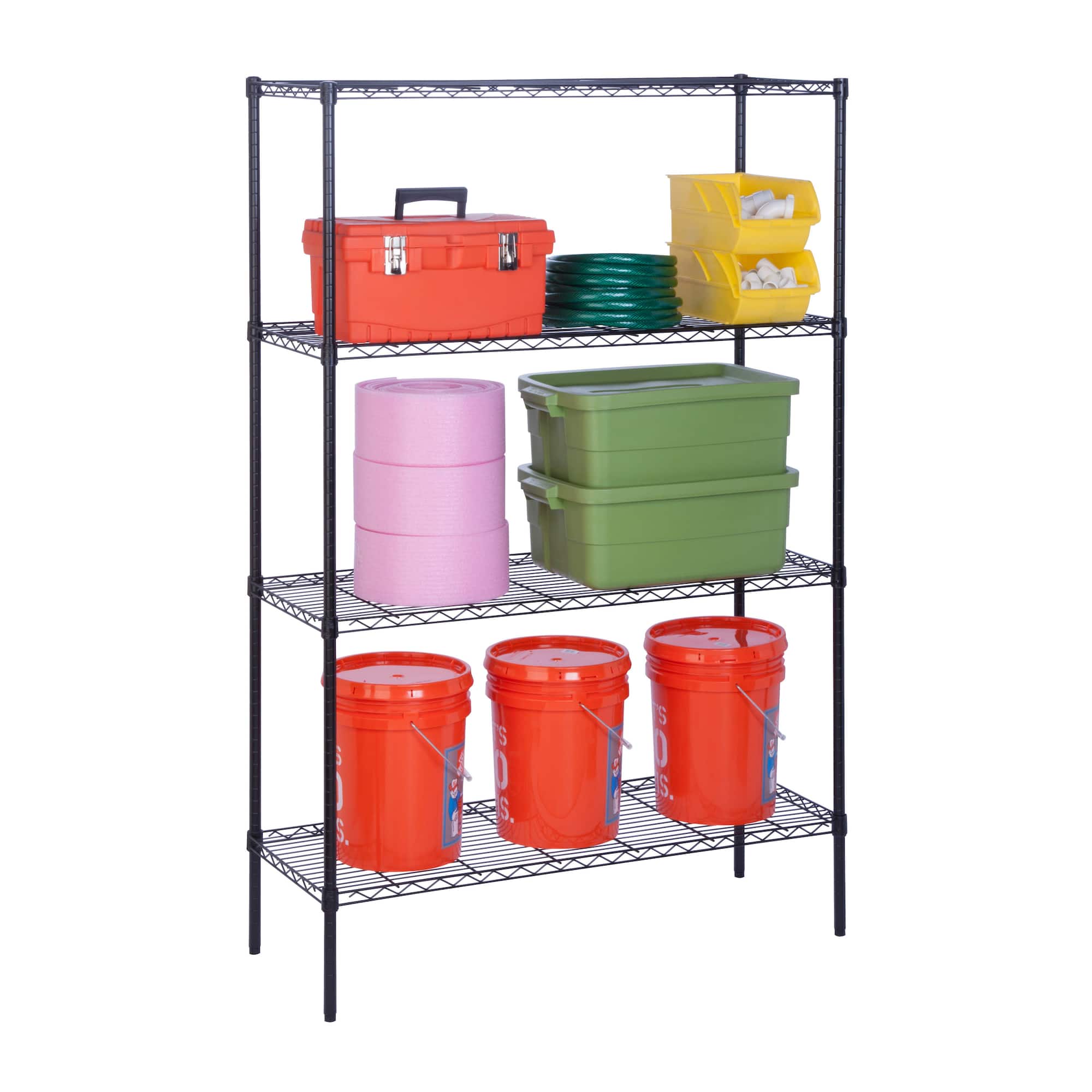 Honey Can Do Black 4-Tier Heavy Duty Adjustable Shelving Unit